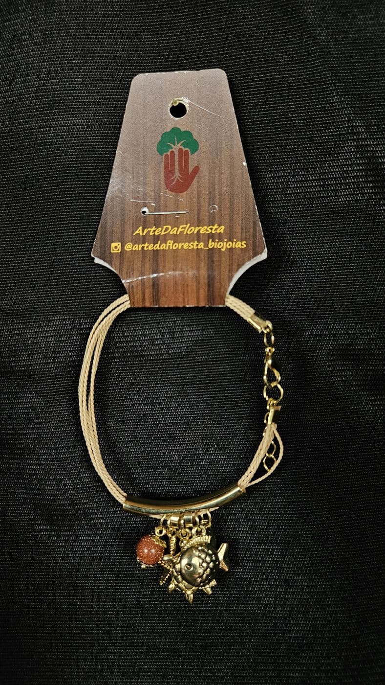 Pulseira Artesanal em Capim Dourado Tartaruga